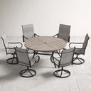 VICLLAX 7-Piece Patio Dining Set, 50/53 inch Round Table with Umbrella Hole and Swivel Rocking Sling Chairs