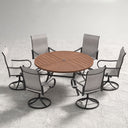 VICLLAX 7-Piece Patio Dining Set, 50/53 inch Round Table with Umbrella Hole and Swivel Rocking Sling Chairs