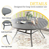 Vicllax Round Patio Dining Table for 4/6/8, Outdoor Large Metal Table
