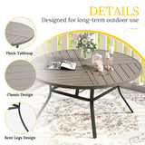 Vicllax Round Patio Dining Table for 4/6/8, Outdoor Large Metal Table