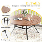 Vicllax Round Patio Dining Table for 4/6/8, Outdoor Large Metal Table