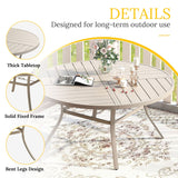 Vicllax Round Patio Dining Table for 4/6/8, Outdoor Large Metal Table