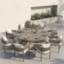 VICLLAX 9-Piece Weather-Resistant Outside Dining Furniture - 60"/63" Round Table with 8 Aria Low-back Outdoor Dining Armchair