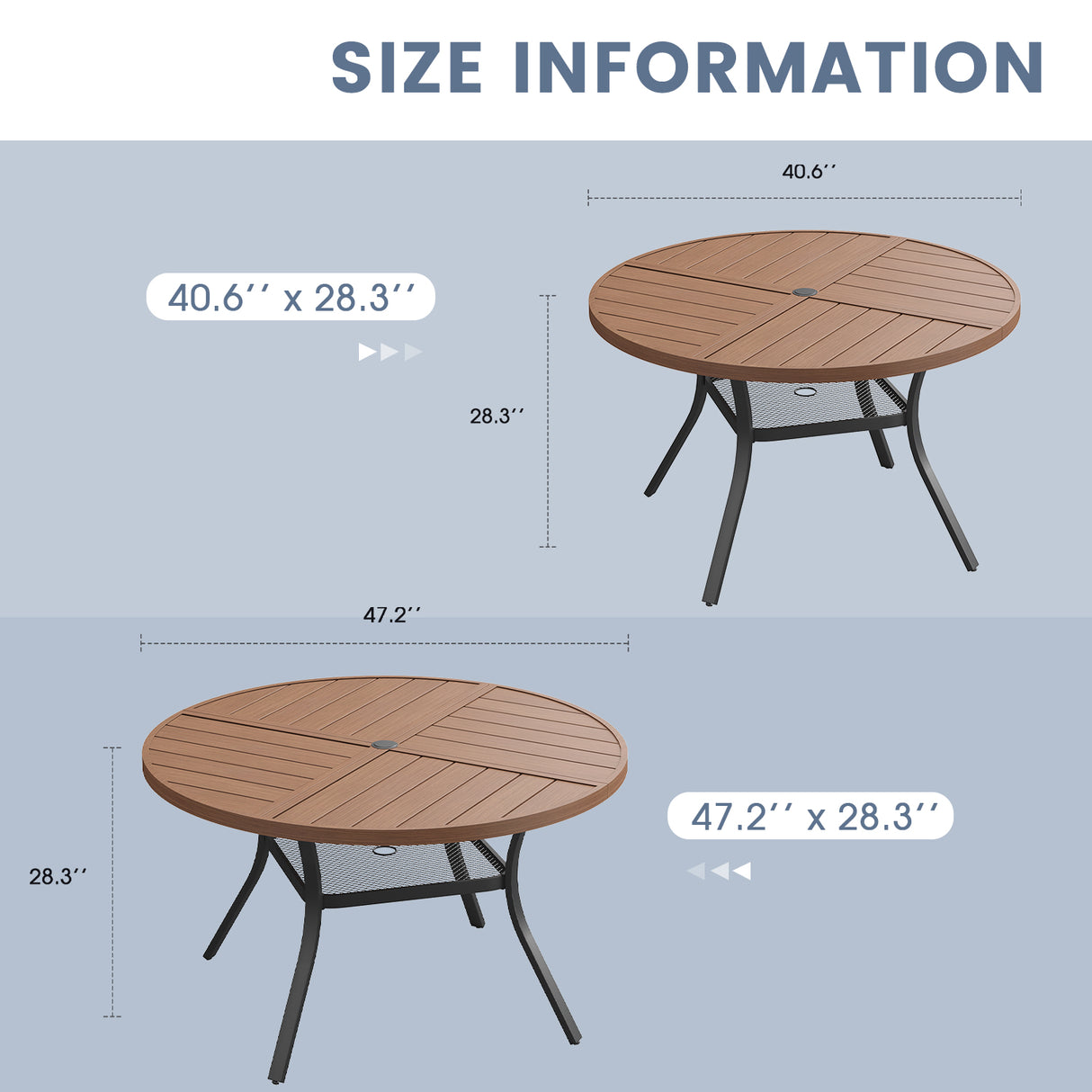 VICLLAX Patio Outdoor Dining Set of 4/6, Metal Round Dining Table and Stackable Sling Dining Chair with Armrest