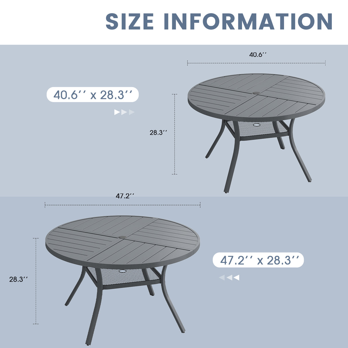 VICLLAX Patio Outdoor Dining Set of 4/6, Metal Round Dining Table and Stackable Sling Dining Chair with Armrest