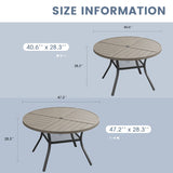 VICLLAX Patio Outdoor Dining Set of 4/6, Metal Round Dining Table and Stackable Sling Dining Chair with Armrest