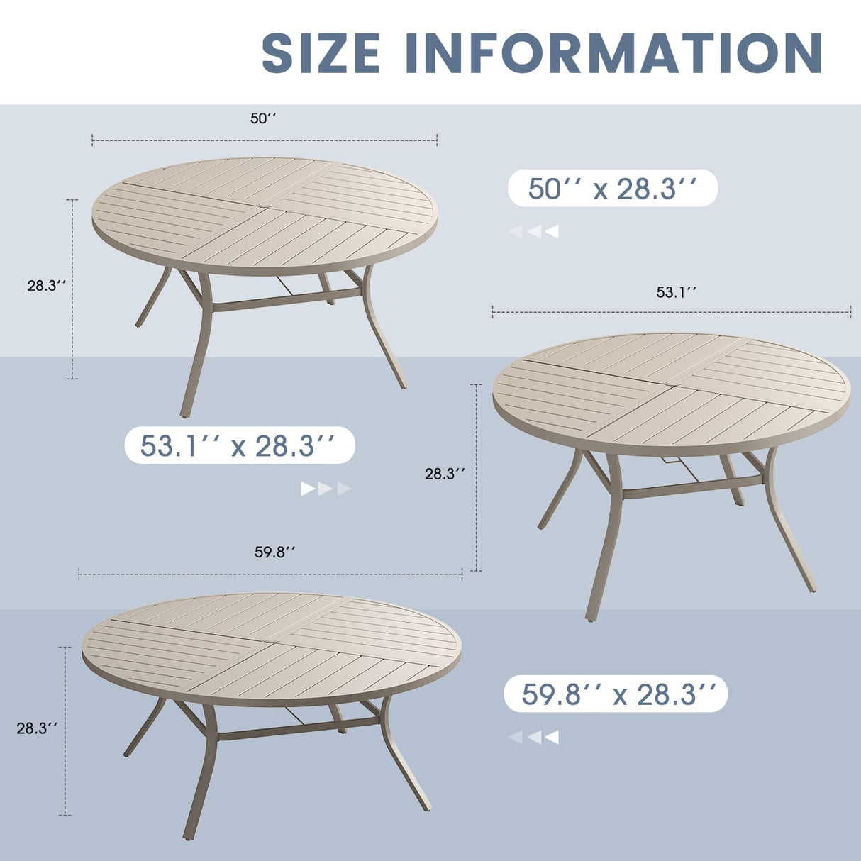 Vicllax Outdoor Dining Set of 8/10, Round Metal Table and Stackable Padded Chair Set of 8, 10