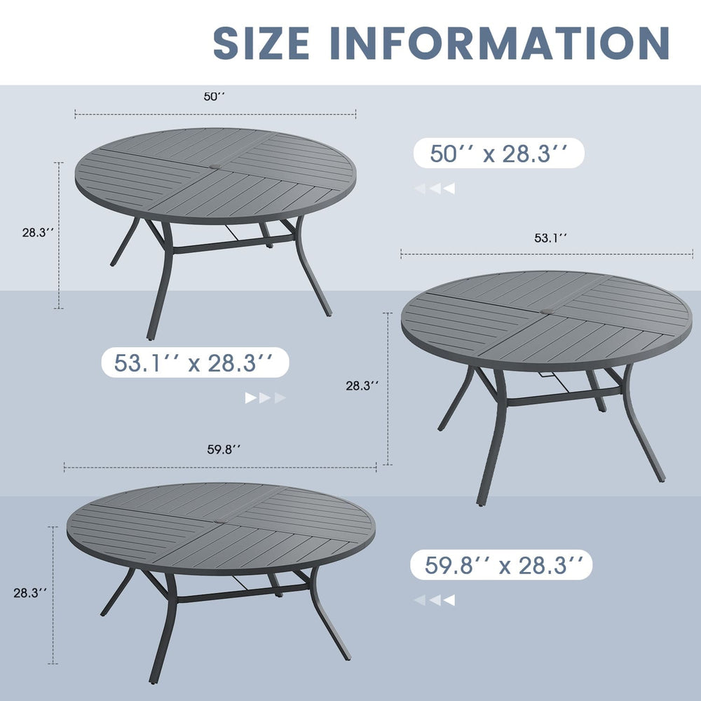 VICLLAX 7/9/11 PCS Patio Dining Table Set, Round Metal Table and Stackable Sling Chair