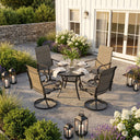 VICLLAX 5-Piece Patio Furniture Set - 41" Diameter Round Slat Top Dining Table with 4 Swivel Mesh Chairs