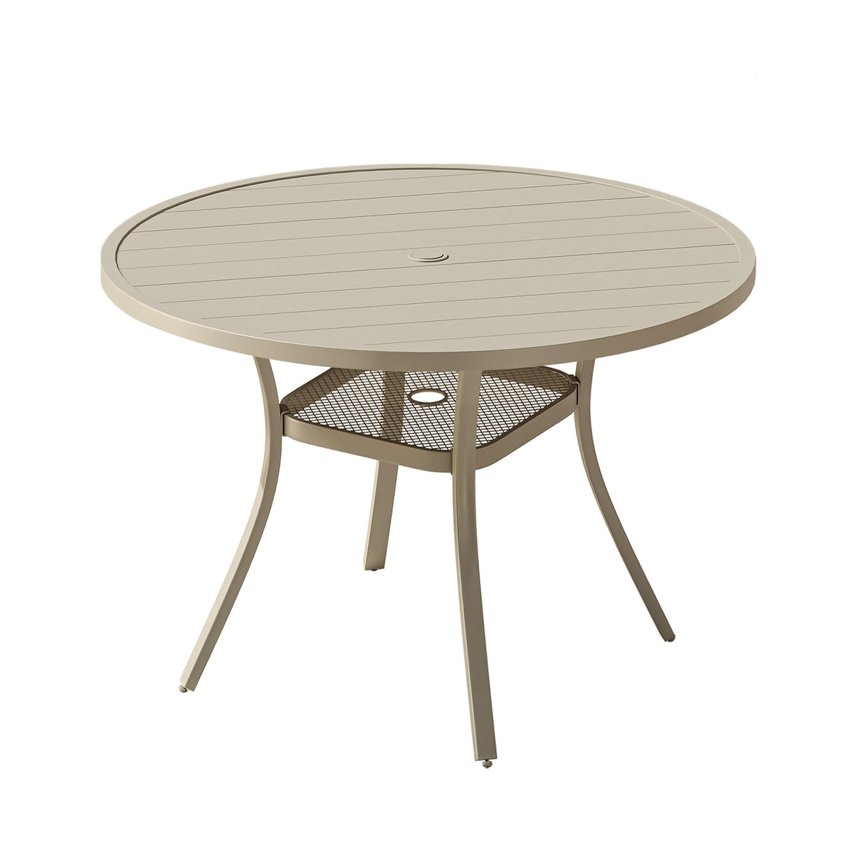 VICLLAX Round Patio Dining Set of 4 with Aria Woven Rope Swivel Chairs, 40.2" / 47.2"