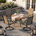 VICLLAX 5-Piece Patio Furniture Set - 41" Diameter Round Slat Top Dining Table with 4 Swivel Mesh Chairs