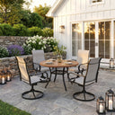 VICLLAX 5-Piece Patio Furniture Set - 41" Diameter Round Slat Top Dining Table with 4 Swivel Mesh Chairs