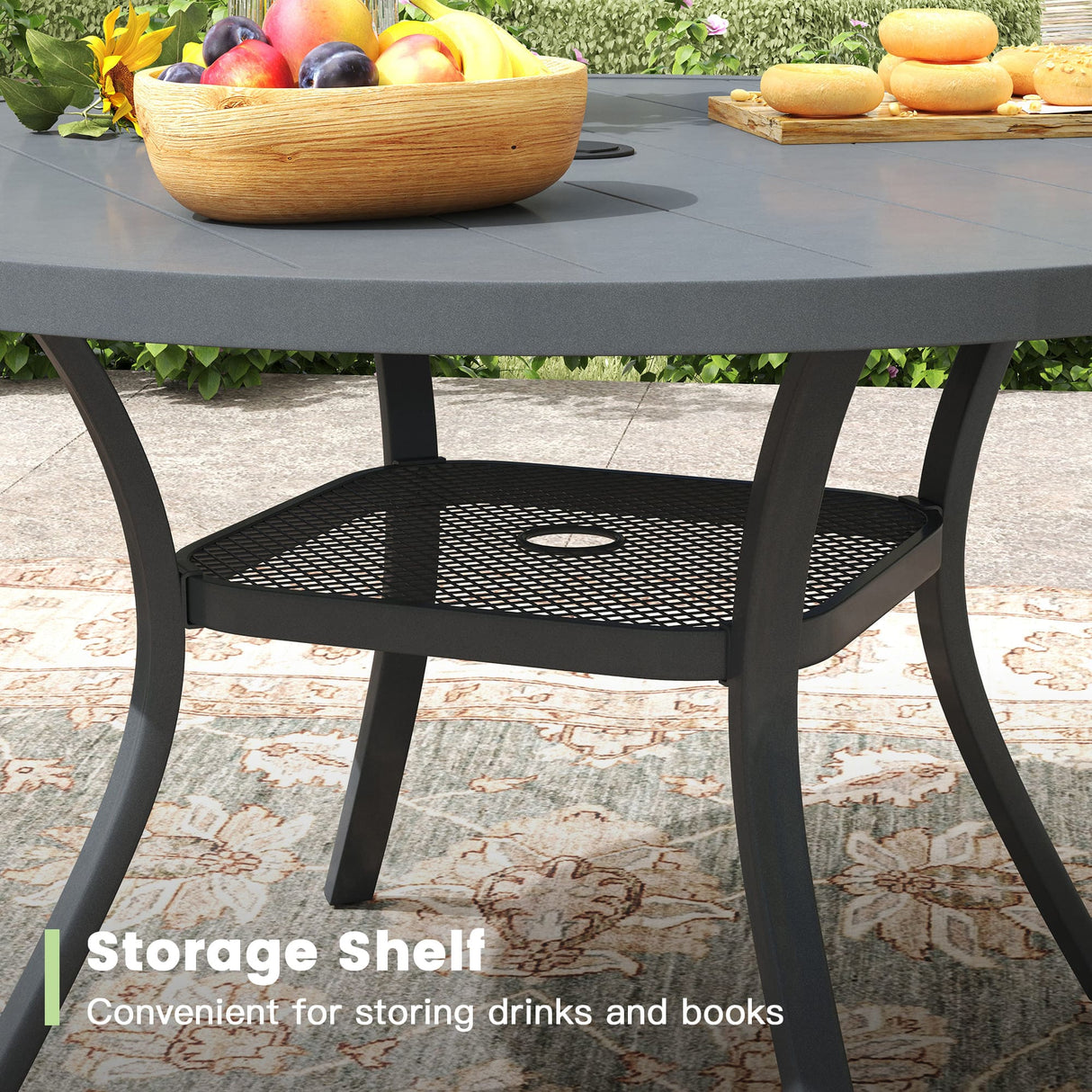 Vicllax Outdoor Dining Set for 6 People, Patio 47" Round Table with 6 Swivel Chairs