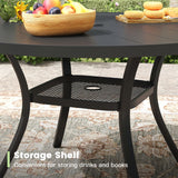 Vicllax Outdoor Dining Set for 6 People, Patio 47" Round Table with 6 Swivel Chairs