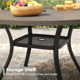 Vicllax Outdoor Dining Set for 6 People, Patio 47" Round Table with 6 Swivel Chairs