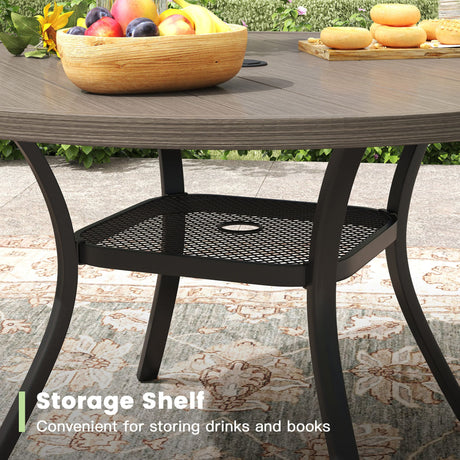 Vicllax Juego de comedor para patio de 5 piezas, mesa de comedor redonda de 42" y sillas giratorias para exterior 