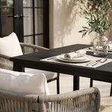 Vicllax 5-Piece Outdoor Patio Dining Set - 40.2-Inch Square Table with Umbrella Hole and Aria Modern Woven Rope Armchair