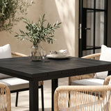 Vicllax 5-Piece Outdoor Patio Dining Set - 40.2-Inch Square Table with Umbrella Hole and Aria Modern Woven Rope Armchair