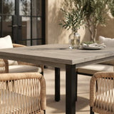 Vicllax 5-Piece Outdoor Patio Dining Set - 40.2-Inch Square Table with Umbrella Hole and Aria Modern Woven Rope Armchair