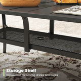 Vicllax Outdoor Dining Table for 6, Patio Metal Curved Steel Slat Table with Umbrella Hole