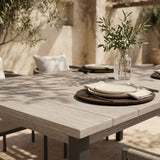 VICLLAX 7-Piece Weather-Resistant Outside Dining Furniture - 63" Rectangular Slat-Top Table with 6 Aria Low-back Outdoor Dining Armchair