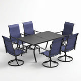 Vicllax Outdoor Dining Table Set for 6 People, Rectangular Table & Swivel Chair Set of 6
