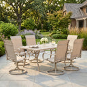 Vicllax Outdoor Dining Table Set for 6 People, Rectangular Table & Swivel Chair Set of 6