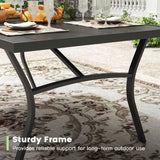 Vicllax 7 Pieces Outdoor Dining Set with Metal Rectangular Table and Padded Swivel Chair