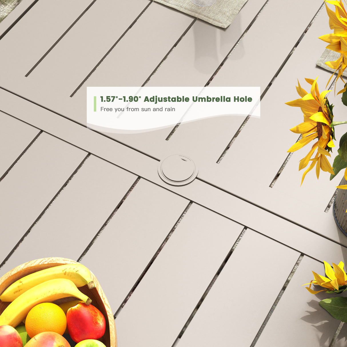 Vicllax 7 Pieces Outdoor Dining Set with Metal Rectangular Table and Padded Swivel Chair