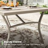 Vicllax 7 Pieces Outdoor Dining Set with Metal Rectangular Table and Padded Swivel Chair