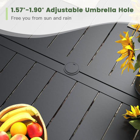 Vicllax 7 Pieces Outdoor Dining Set with Metal Rectangular Table and Padded Swivel Chair