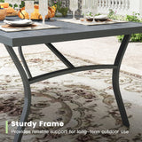 Vicllax 7 Pieces Outdoor Dining Set with Metal Rectangular Table and Padded Swivel Chair