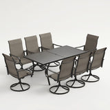 Vicllax Outdoor Dining Table Set for 8 People, Rectangular Table & Swivel Chair Set of 8