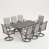 Vicllax Outdoor Dining Table Set for 8 People, Rectangular Table & Swivel Chair Set of 8