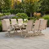 Vicllax Outdoor Dining Table Set for 8 People, Rectangular Table & Swivel Chair Set of 8