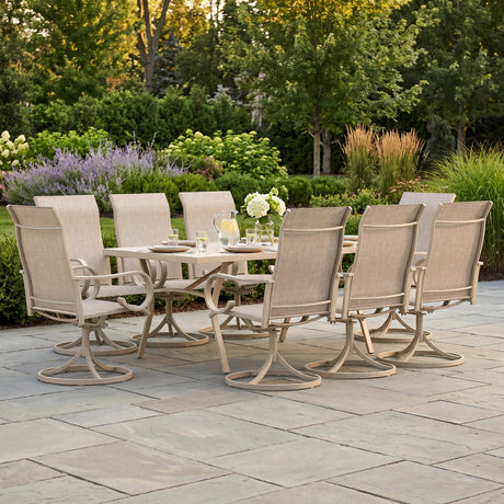 Vicllax Outdoor Dining Table Set for 8 People, Rectangular Table & Swivel Chair Set of 8
