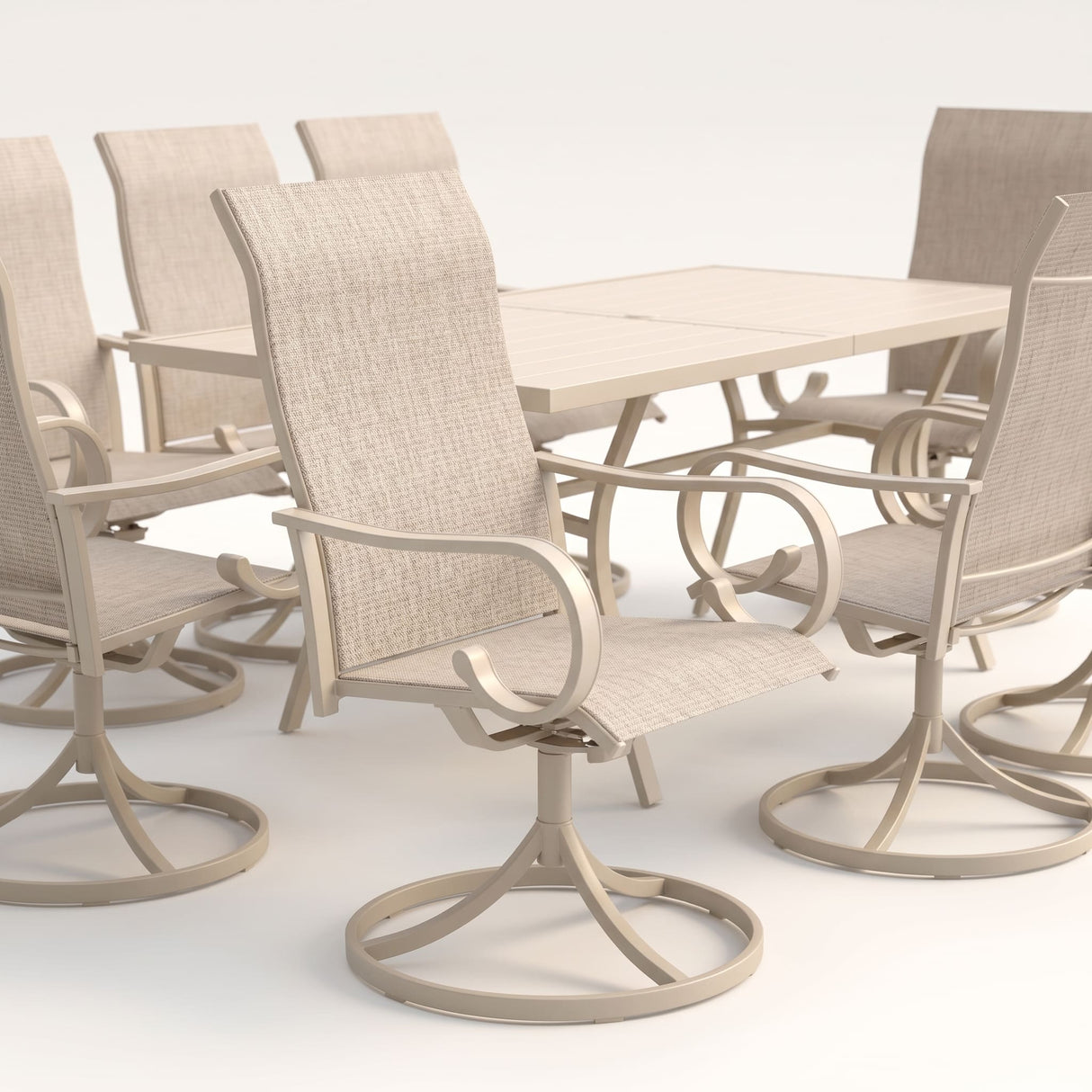Vicllax Outdoor Dining Table Set for 8 People, Rectangular Table & Swivel Chair Set of 8