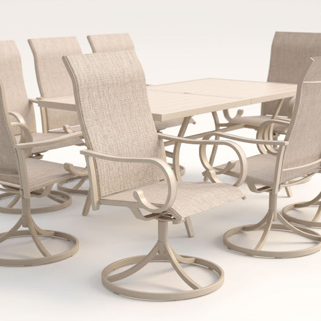 Vicllax Outdoor Dining Table Set for 8 People, Rectangular Table & Swivel Chair Set of 8