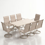 Vicllax Outdoor Dining Table Set for 8 People, Rectangular Table & Swivel Chair Set of 8
