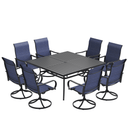 Vicllax 9-Piece Modern Patio Dining Set with 59.8 inch Square Table with Umbrella Hole and Swivel Rocking Sling Chairs
