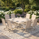 Vicllax 9-Piece Modern Patio Dining Set with 59.8 inch Square Table with Umbrella Hole and Swivel Rocking Sling Chairs