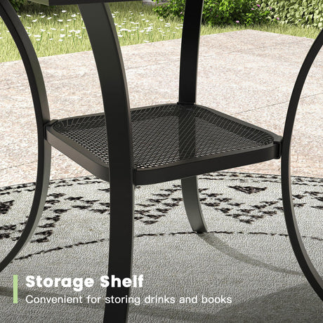 Vicllax 3 Pcs Outdoor Dining Set, 27.6" Square Bar Table and 2 Swivel Chairs