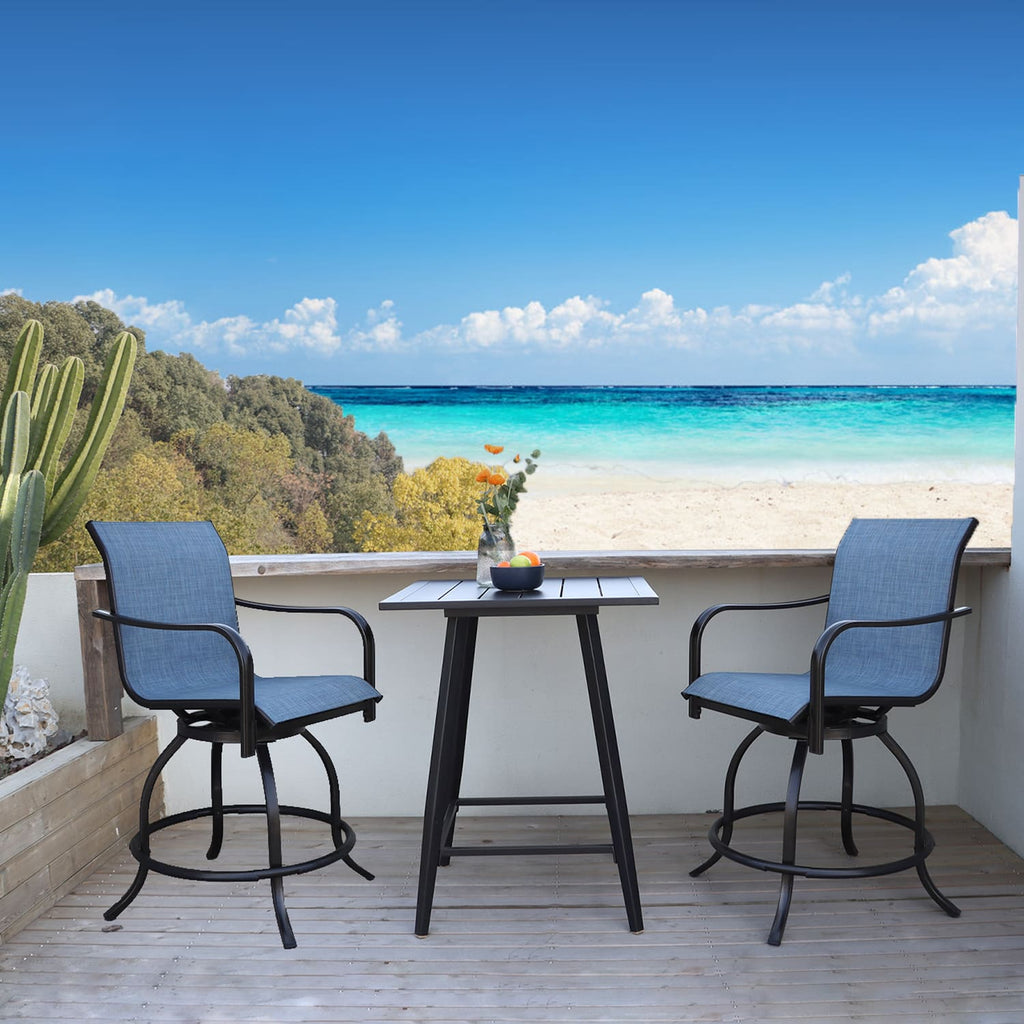 outdoor bar chairs bar height table and chairs set 3pcs swivel chairs