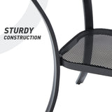 Vicllax 3-Piece Patio Bistro Set, Outdoor Stackable Sling Chairs and Black Metal Square Table