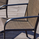 Vicllax Juego de comedor para exterior de 7 piezas con mesa redonda de metal de 48" y sillones de textileno 