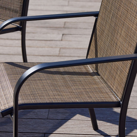 Vicllax 3-Piece Patio Bistro Set, Outdoor Stackable Sling Chairs and Black Metal Square Table