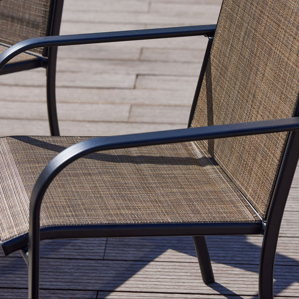 Vicllax 5 PCS Patio Dining Set, Outdoor Square Metal Table and Stackable Chair Set