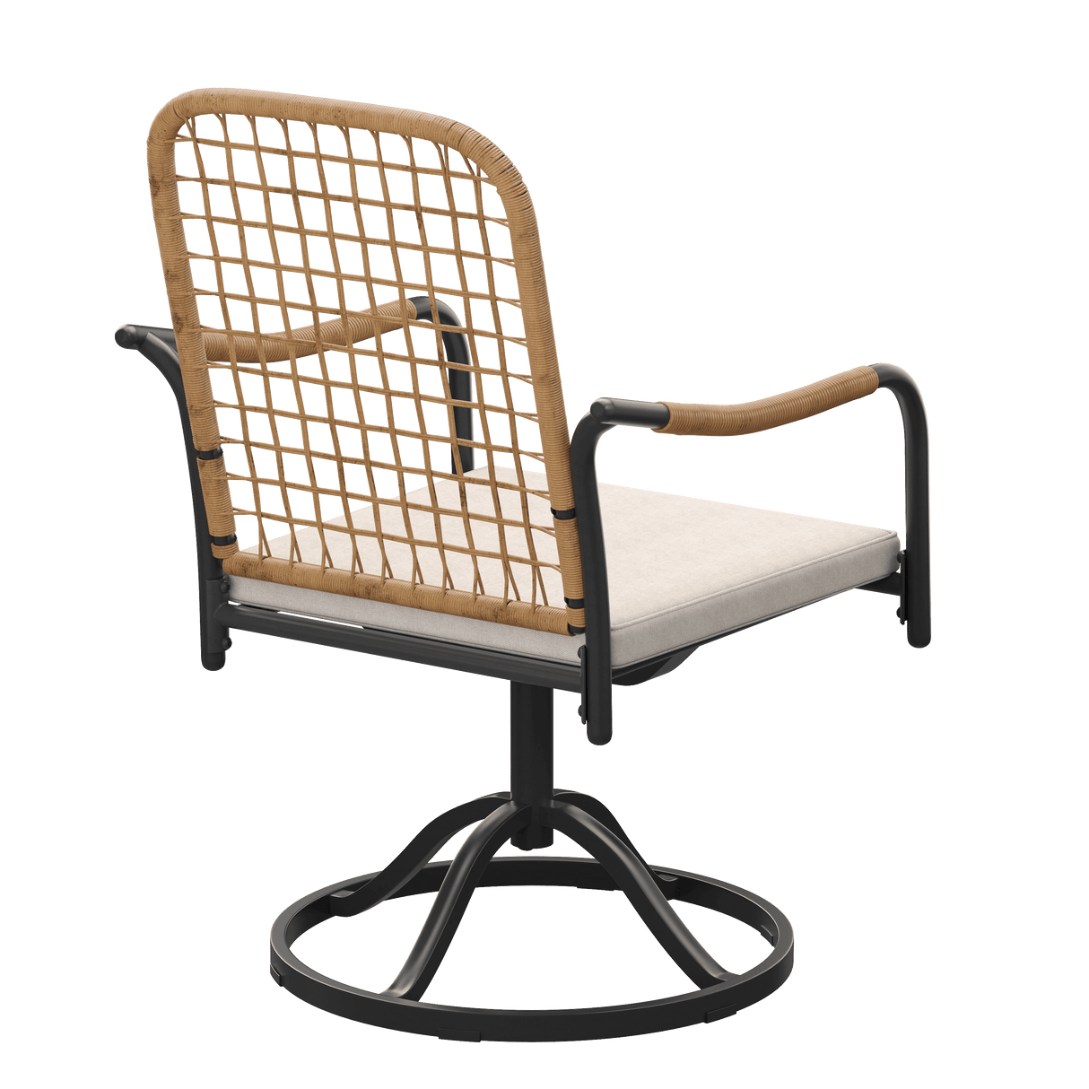 Vicllax Solana Modern Hand-Woven Rope Outdoor Dining Chair with Cushion, Set of 2