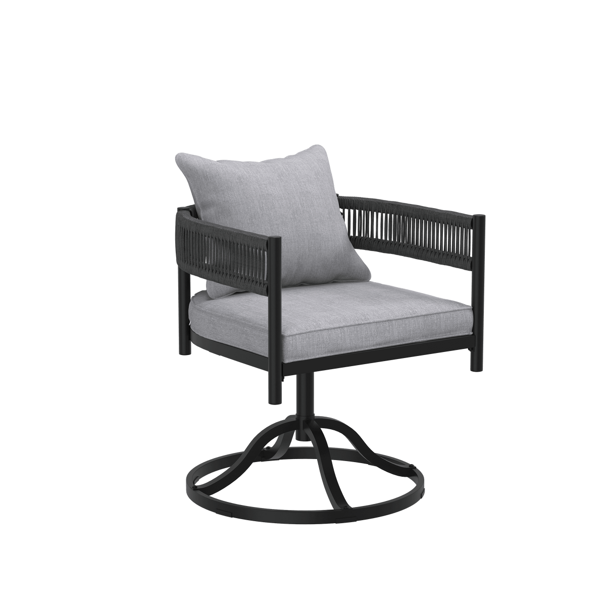 Vicllax Aria Modern Woven Rope Swivel Patio Dining Chair Set of 2