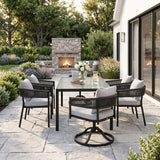 Vicllax Aria Modern Woven Rope Swivel Patio Dining Chair Set of 2